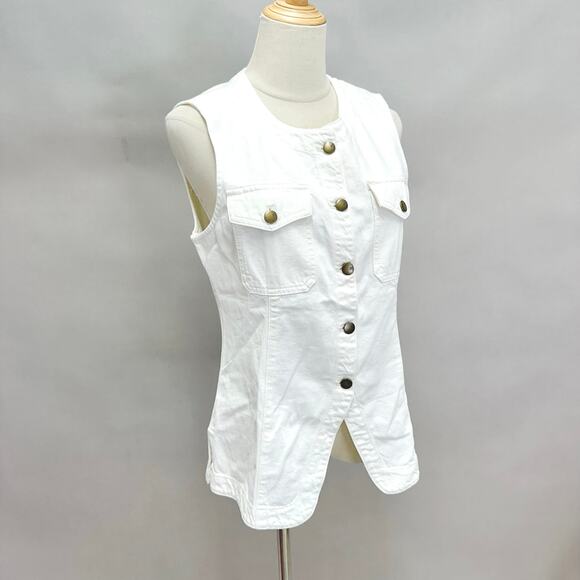 Madewell Denim High Crewneck Vest in Tile White Size 8 NWT New - Picture 3 of 16